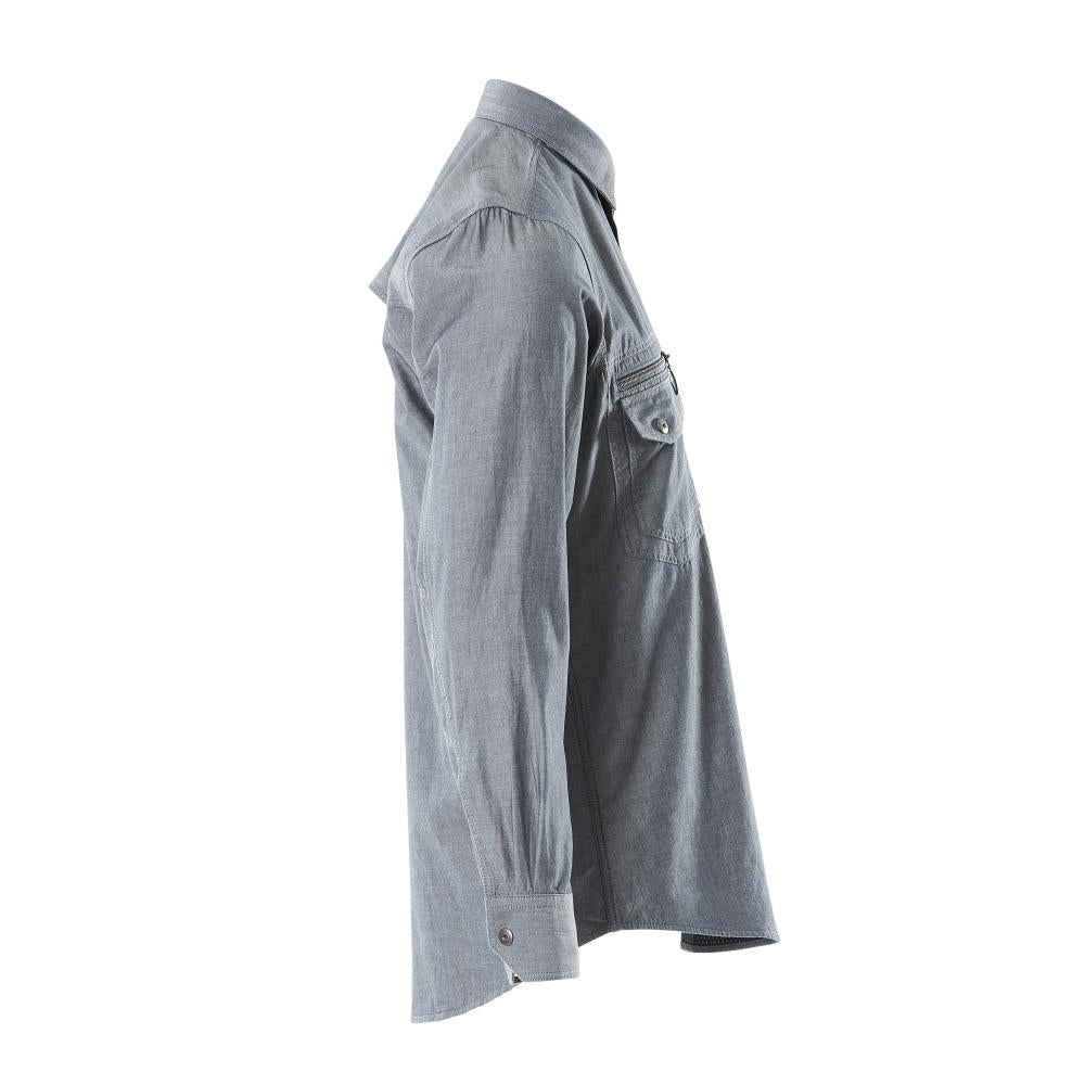Hemd Chambray mit Netzfutter, gewaschener dunkler denim