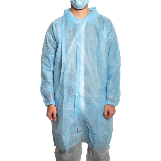 MaiMed-Coat V, Besucherkittel aus Vlies mit 4 Druckknöpfen, ca. 120cm