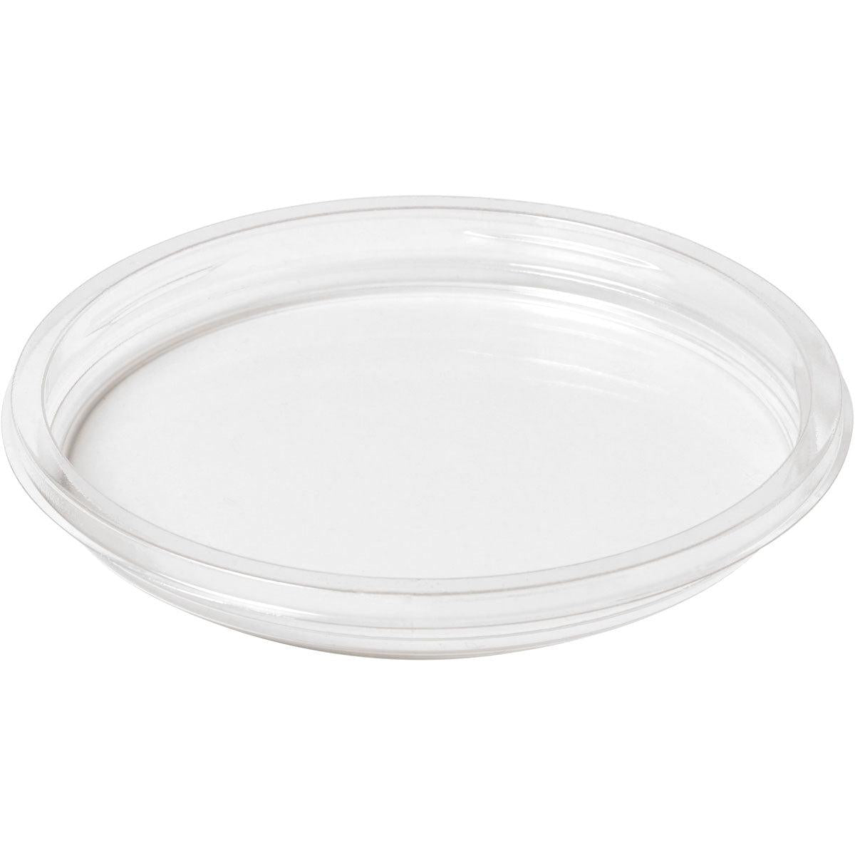 Ein transparenter, flacher Deckel für Deli-Schalen Crystal der Duni GmbH (rPET, 120x120x14 mm, 35 Stück) ist auf weißem Hintergrund abgebildet. Der klare Deckel hat leicht erhöhte Ränder - ideal für die Gastronomie.