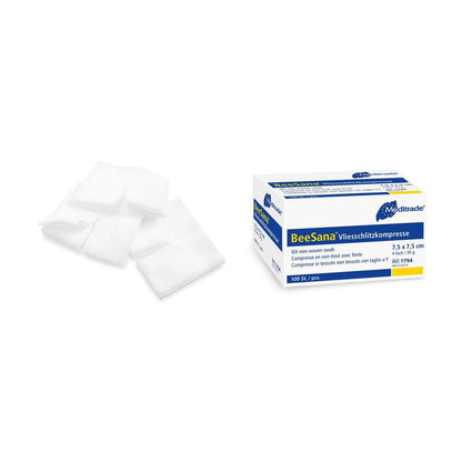 BeeSana® Vliesschlitzkompresse, unsteril, 4-fach