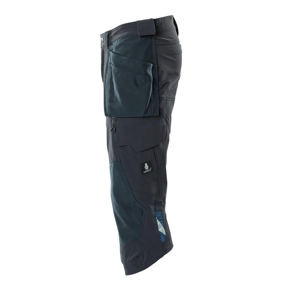 Three-quarter length trousers, hanging pockets, stretch craftsman three-quarter trousers