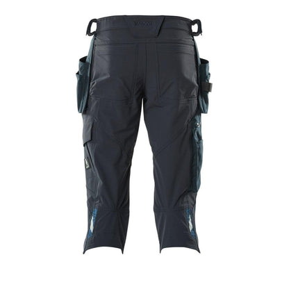 Three-quarter length trousers, hanging pockets, stretch craftsman three-quarter trousers