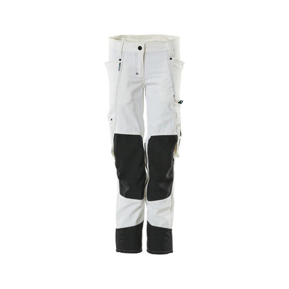 Pants with knee pockets, women, Pearl pants, white