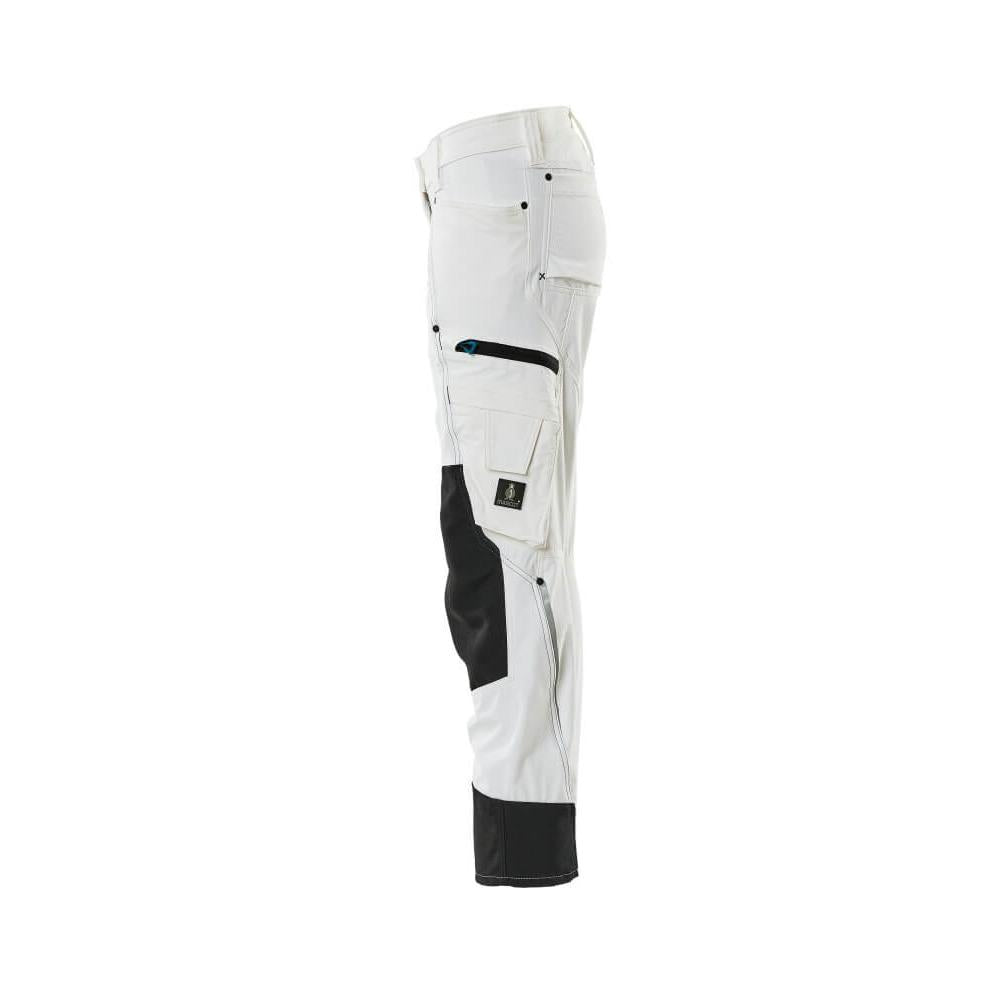 Pants with knee pockets, women, Pearl pants, white