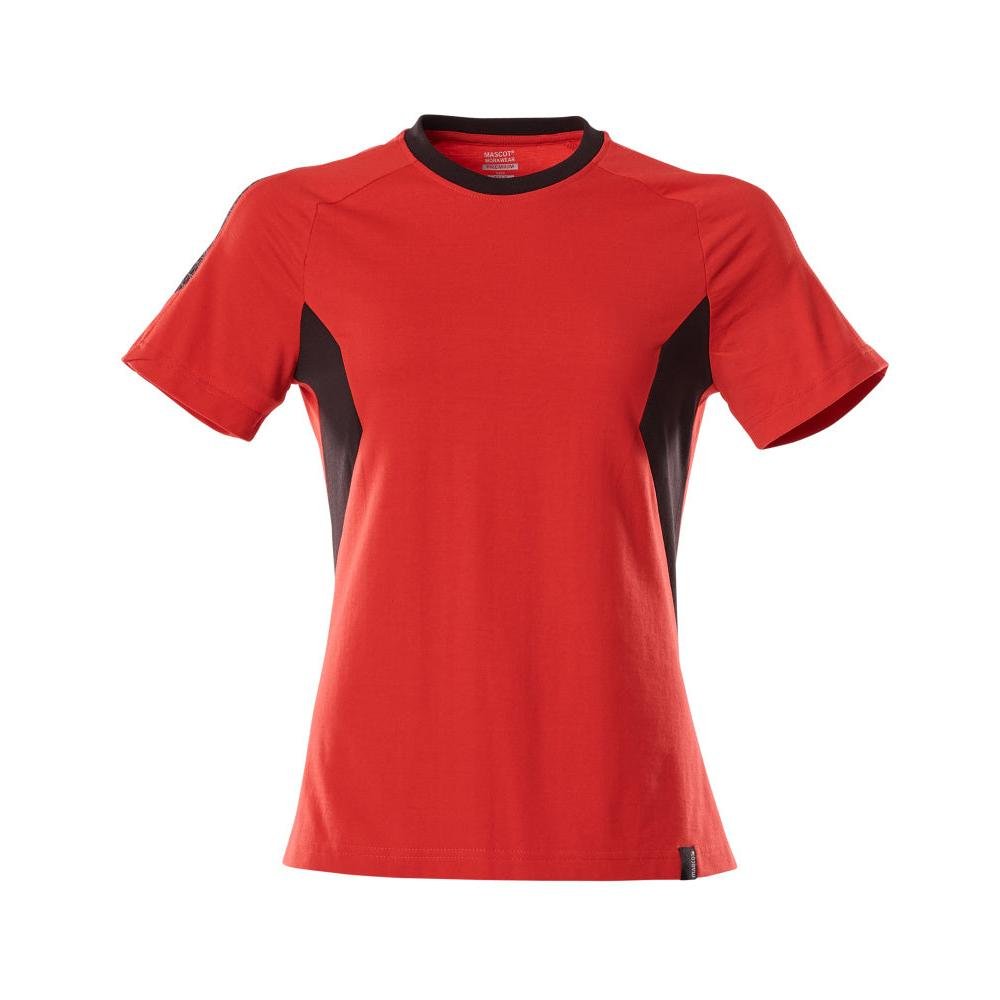 T-Shirt, Damen Damen T-shirt, verkehrsrot/schwarz