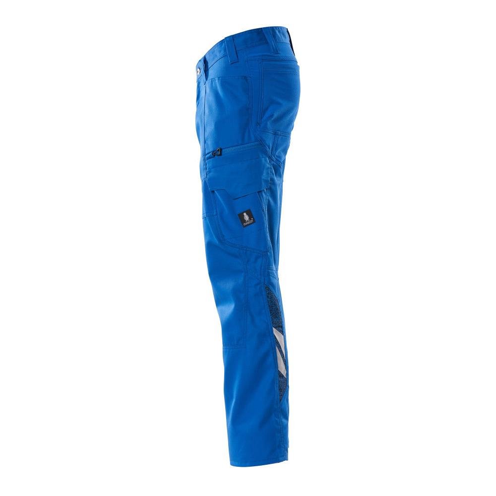 Trousers, thigh pockets, stretch inserts trousers, azure blue