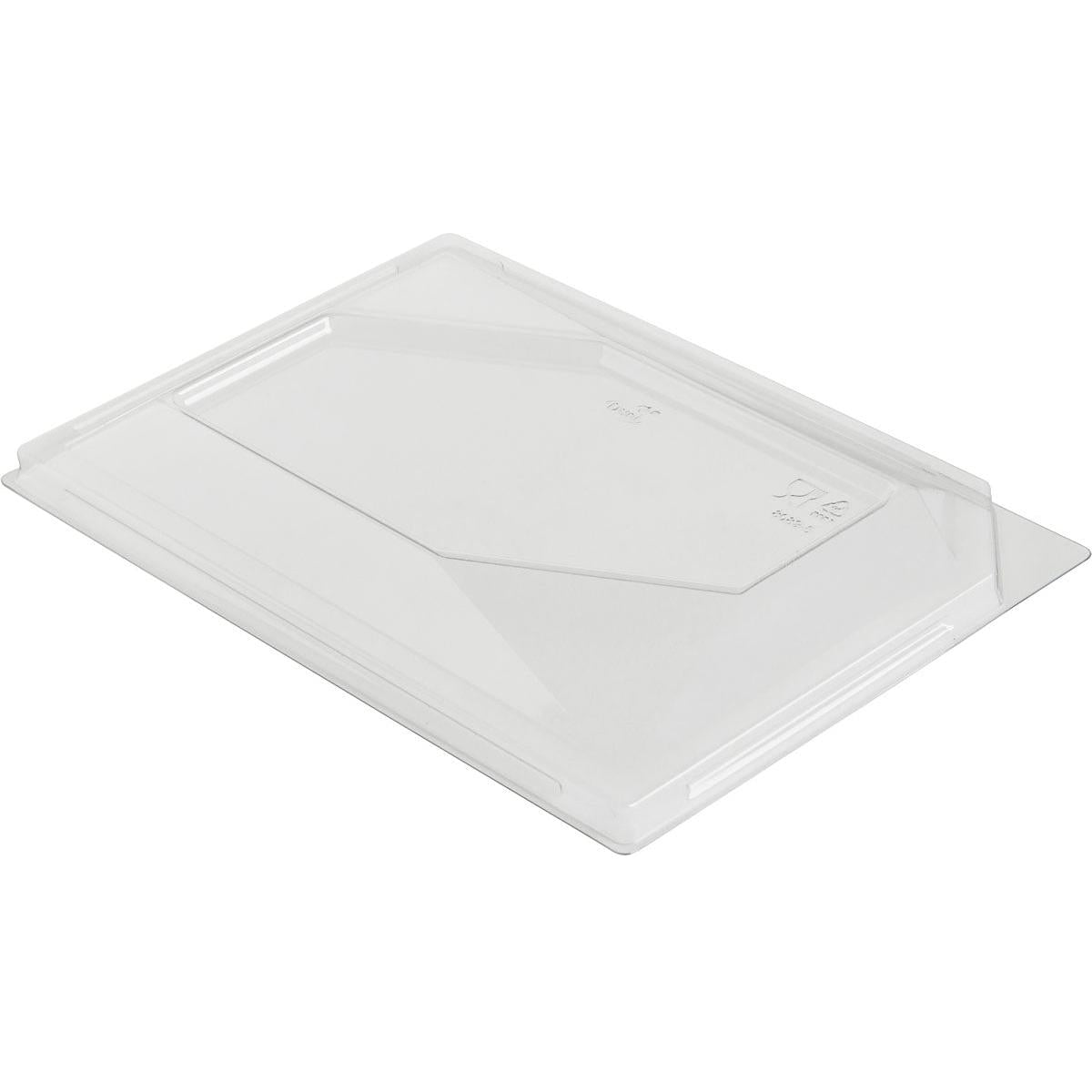 The Polardeli rPET lid from Duni GmbH (181x121x18 mm) fits on 187031, 187033 and provides an environmentally friendly, transparent cover for your food container. Packaging unit: 625 pieces.