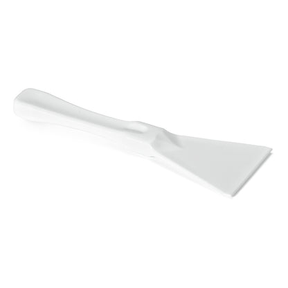 A white Nölle Profi Brush HACCP plastic spatula from Nölle Profi Brush Bürsten- & Pinseltechnik e.K. with a wide, flat blade and contoured handle stands on a plain white background.