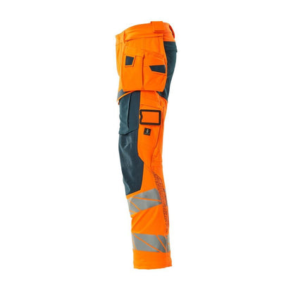 Hose mit Hängetaschen, ULTIMATE STRETCH Hose, hi-vis orange/dunkelpetroleum