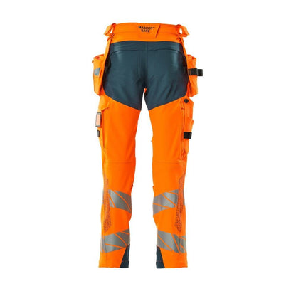 Hose mit Hängetaschen, ULTIMATE STRETCH Hose, hi-vis orange/dunkelpetroleum