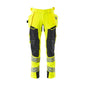 Pants with hanging pockets, ULTIMATE STRETCH pants, hi-vis yellow/black-blue