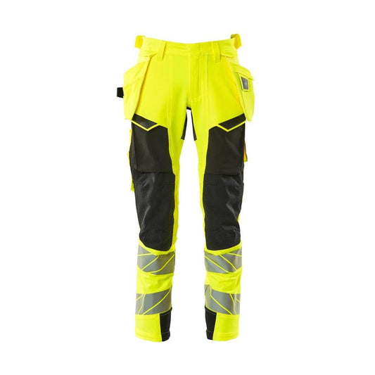 Pants with hanging pockets, ULTIMATE STRETCH pants, hi-vis yellow/black