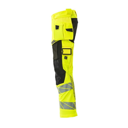 Hose mit Hängetaschen, ULTIMATE STRETCH Hose, hi-vis gelb/schwarz