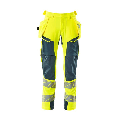 Hose mit Hängetaschen, ULTIMATE STRETCH Hose, hi-vis gelb/dunkelpetroleum