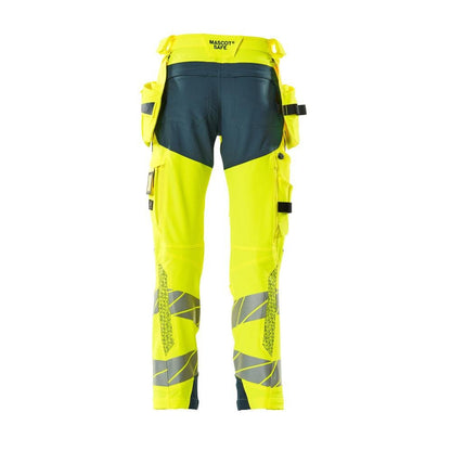 Hose mit Hängetaschen, ULTIMATE STRETCH Hose, hi-vis gelb/dunkelpetroleum