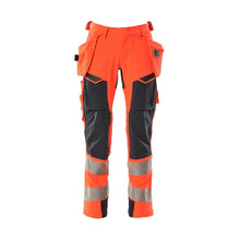 Hose mit Hängetaschen, ULTIMATE STRETCH Hose, Hi-vis rot/schwarzblau