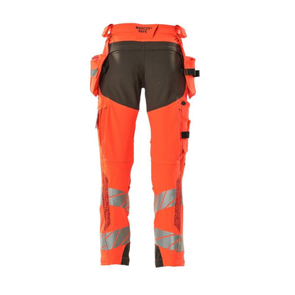 Hose mit Hängetaschen, ULTIMATE STRETCH Hose, hi-vis rot/dunkelanthrazit