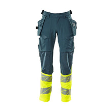 Hose mit Hängetaschen, ULTIMATE STRETCH Hose, dunkelpetroleum/hi-vis gelb