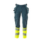 Hose mit Hängetaschen, ULTIMATE STRETCH Hose, dunkelpetroleum/hi-vis gelb