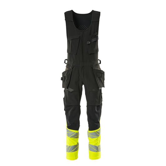 Combination trousers, hanging pockets, ULTIMATE STRETCH combination trousers, black/hi-vis yellow