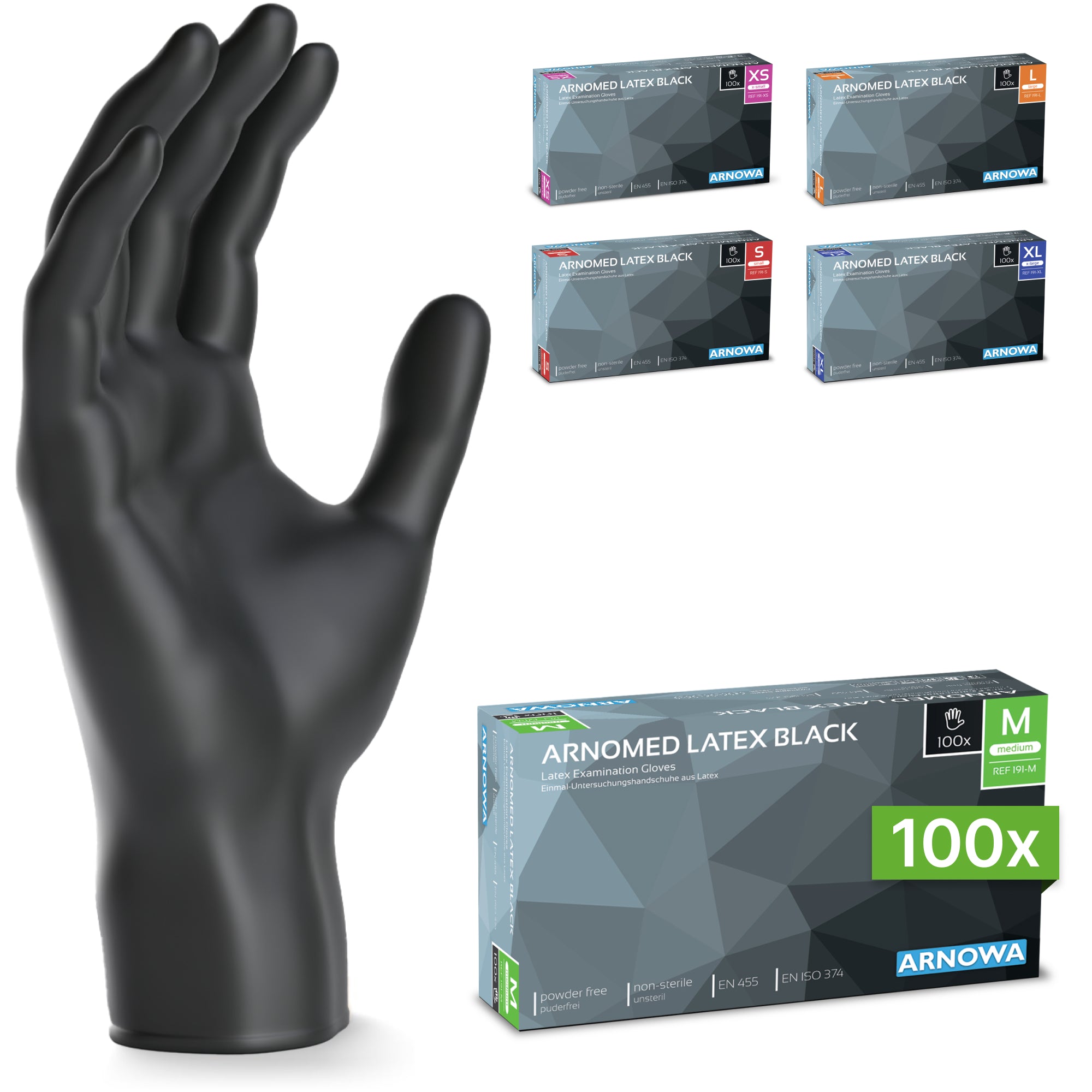latex handschuhe puderfrei xl ARNOMED LATEX BLACK Puderfreie Einmalhandschuhe aus Latex in Schwarz