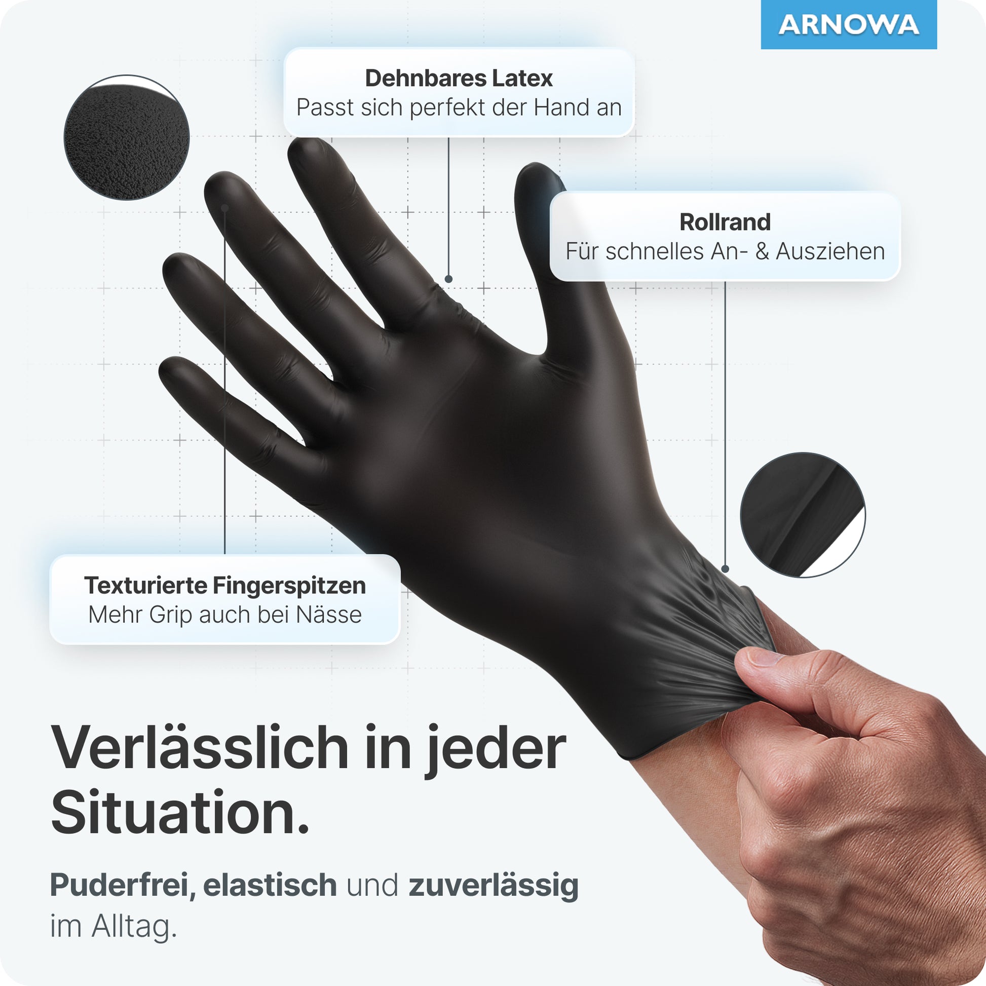 arnomed latex handschuhe ARNOMED LATEX BLACK Puderfreie Einmalhandschuhe aus Latex in Schwarz