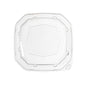 The rPet Octabagasse 400 ml lid from Duni GmbH is a transparent, square rPET lid (160x160x39mm) with rounded corners, raised center, and eight edge notches for a secure fit. Visible recycling symbols. Sold in packs of 50.