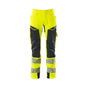 Pants with knee pockets, ULTIMATE STRETCH pants, hi-vis yellow/black-blue