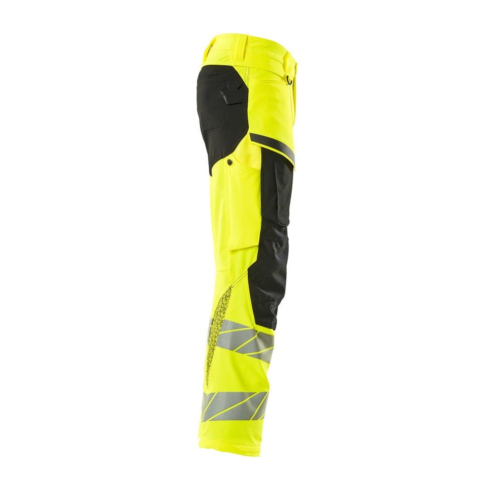 Hose mit Knietaschen, ULTIMATE STRETCH Hose, hi-vis gelb/schwarz