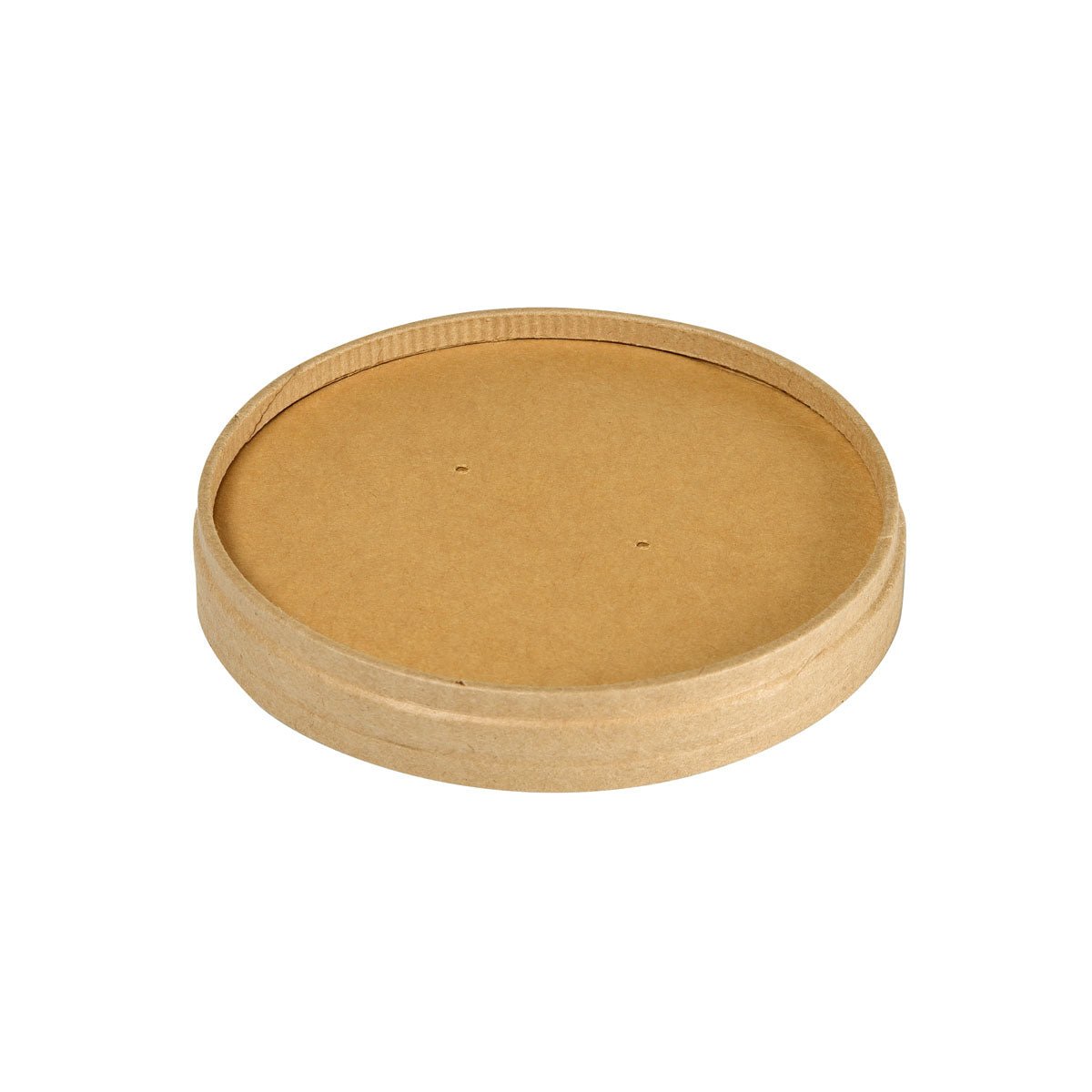 The lid carton Ronda SHORT from Duni GmbH is a round, brown FSC/PLA lid (480 ml, 98x98x17 mm), environmentally friendly and compostable - here on a white background. Package: 25 pieces.