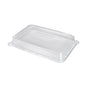 The rPET lid for the Essential serving platter by Duni GmbH is a transparent, rectangular lid (493x324x65 mm), ideal for matching bowls - environmentally friendly and perfect for food service. Sold in packs of 45 pieces.