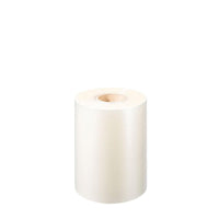 A large roll of Duni GmbH Bio Film Transparent Cellulose | Package (1 piece) with a cardboard core stands upright on a white background.