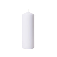 The white pillar candle (300x100 mm) from Duni GmbH features a smooth surface and an unlit wick against a white background—ideal for decoration and events, with an impressive burn time of 200 hours (1 piece).