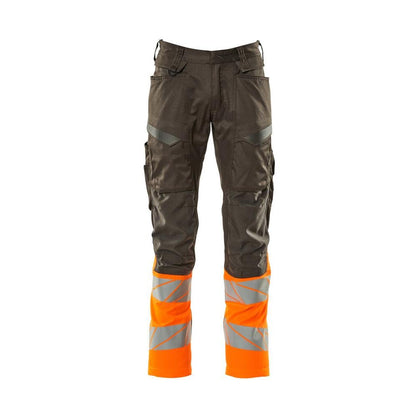 Hose mit Knietaschen, Stretch-Einsätze Hose, dunkelanthrazit/hi-vis orange