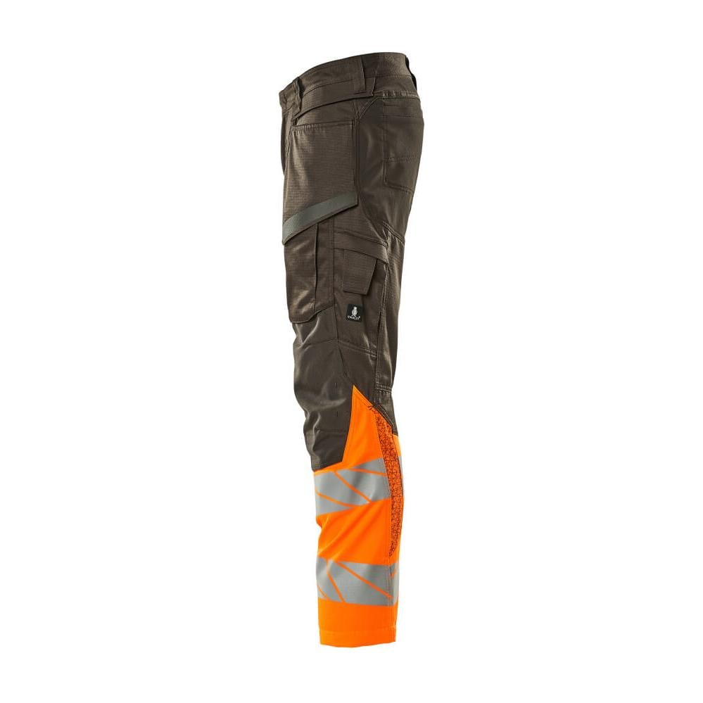 Hose mit Knietaschen, Stretch-Einsätze Hose, dunkelanthrazit/hi-vis orange
