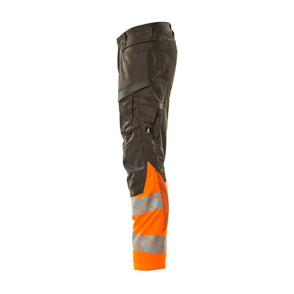 Hose mit Knietaschen, Stretch-Einsätze Hose, dunkelanthrazit/hi-vis orange