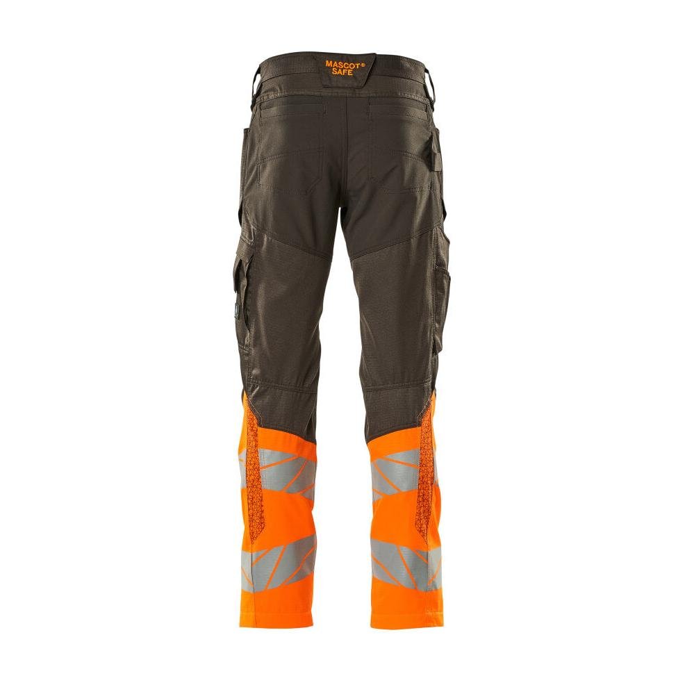 Hose mit Knietaschen, Stretch-Einsätze Hose, dunkelanthrazit/hi-vis orange