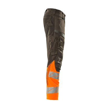Hose mit Knietaschen, Stretch-Einsätze Hose, dunkelanthrazit/hi-vis orange