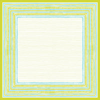 Die Dunicel Mitteldecke 84x84 cm Elise Stripes von Duni GmbH zeichnet sich durch eine stilvolle Bordüre aus abwechselnd blauen, grünen und gelben Streifen um einen cremefarbenen Kern aus, der einen eleganten, strukturierten Look erzeugt. Erhältlich in Packungen mit 100 Stück.