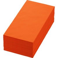 A package containing 250 Duni GmbH Zellt napkins, 40x40 cm, 3-ply, sun orange (1/8 BF), is neatly stacked against a white background.