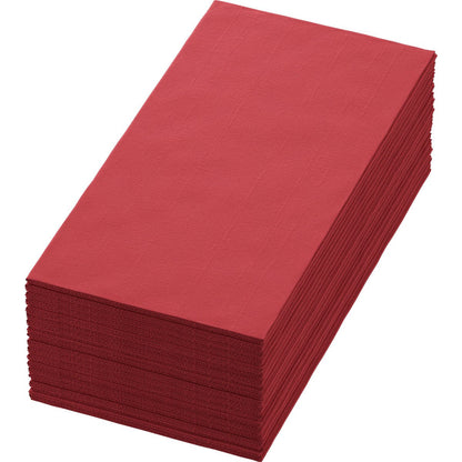 A stack of rectangular Bio-Dunisoft napkins 40 x 40 cm 1/8 book fold by Duni GmbH is neatly stacked on a white background.