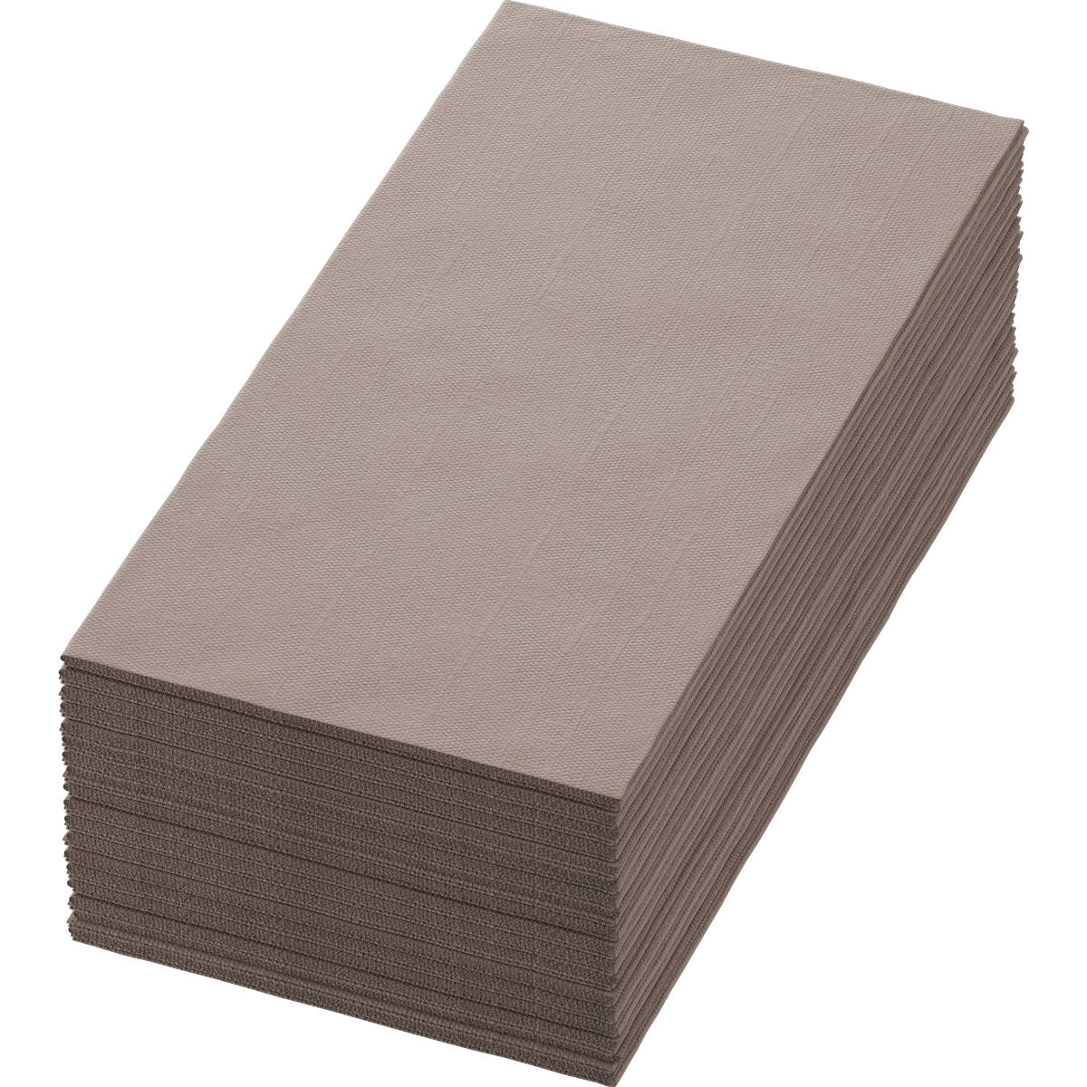 Depicted is a stack of Bio-Dunisoft napkins 40 x 40 cm 1/8 book fold by Duni GmbH against a white background. The eco-friendly, biodegradable napkins are neatly lined up and appear unused as an eco-friendly choice.