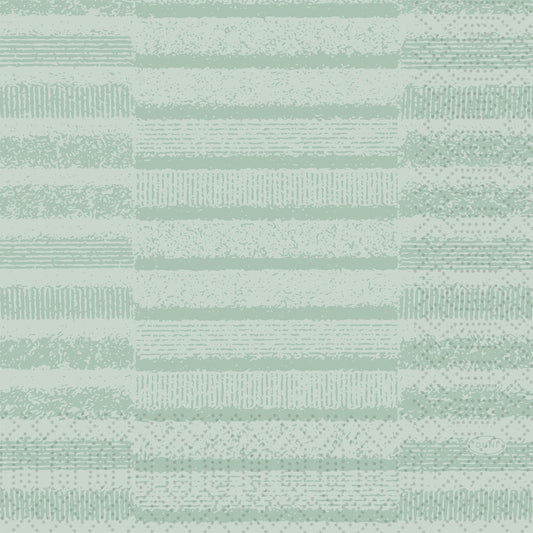 Inspiriert von der eleganten Minze Zellt.-Serv. 33, 3lagig, 1/4 Tessuto der Duni GmbH, zeigt dieses weiche Design einen blassgrünen Farbton mit subtilen Reihen von strukturierten Strichen und Punkten, die ein sanftes geometrisches Muster bilden. Die Packung enthält 250 Servietten.
