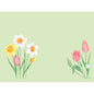 Bio-Dunicel Sets 30x40 Spring Melody by Duni GmbH: Illustration of spring flowers on light green with daffodils, tulips, and snowdrops - ideal for sustainable table decoration or your next spring melody table setting. Package (100 pieces).