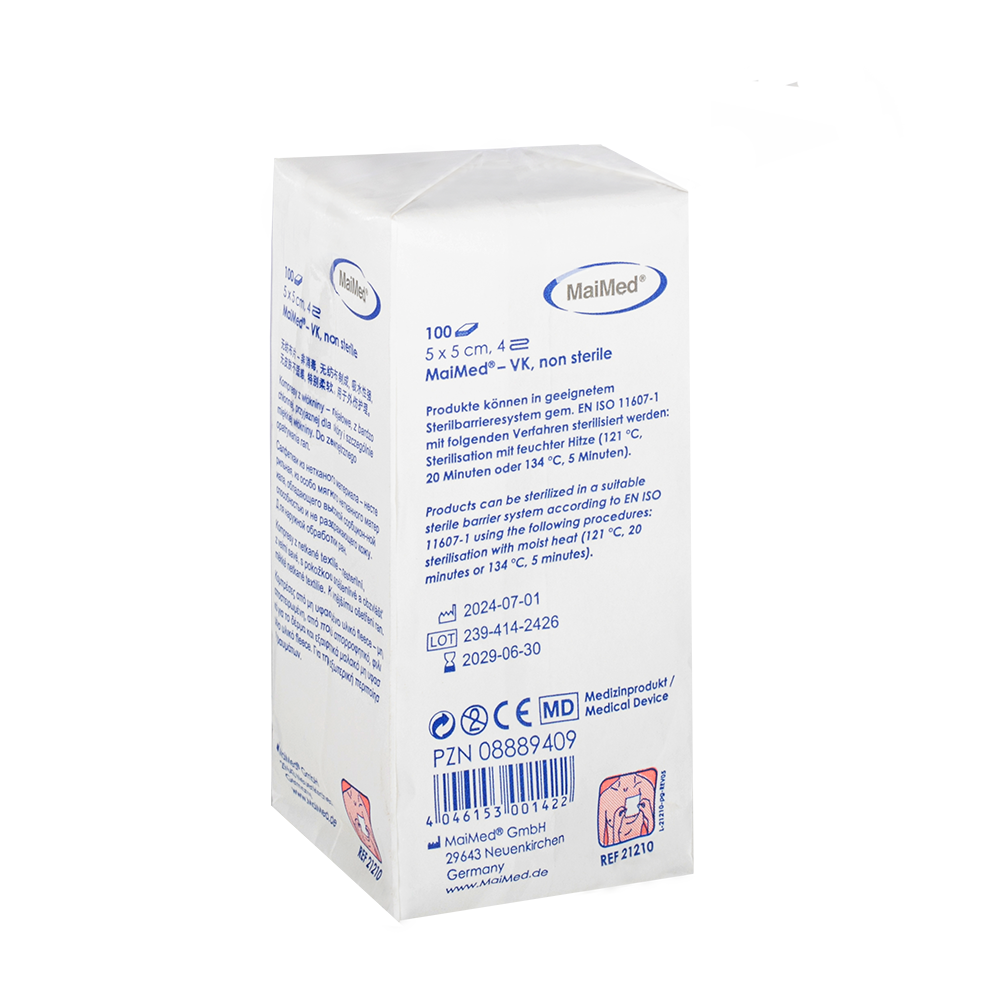 MaiMed-VK non-sterile fleece compresses of 100 pieces/paper bag