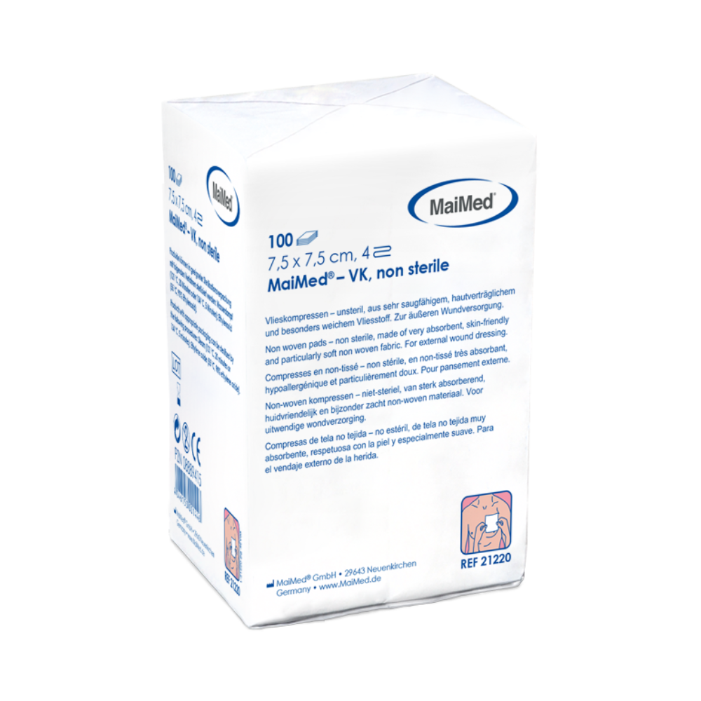 MaiMed-VK non-sterile fleece compresses of 100 pieces/paper bag