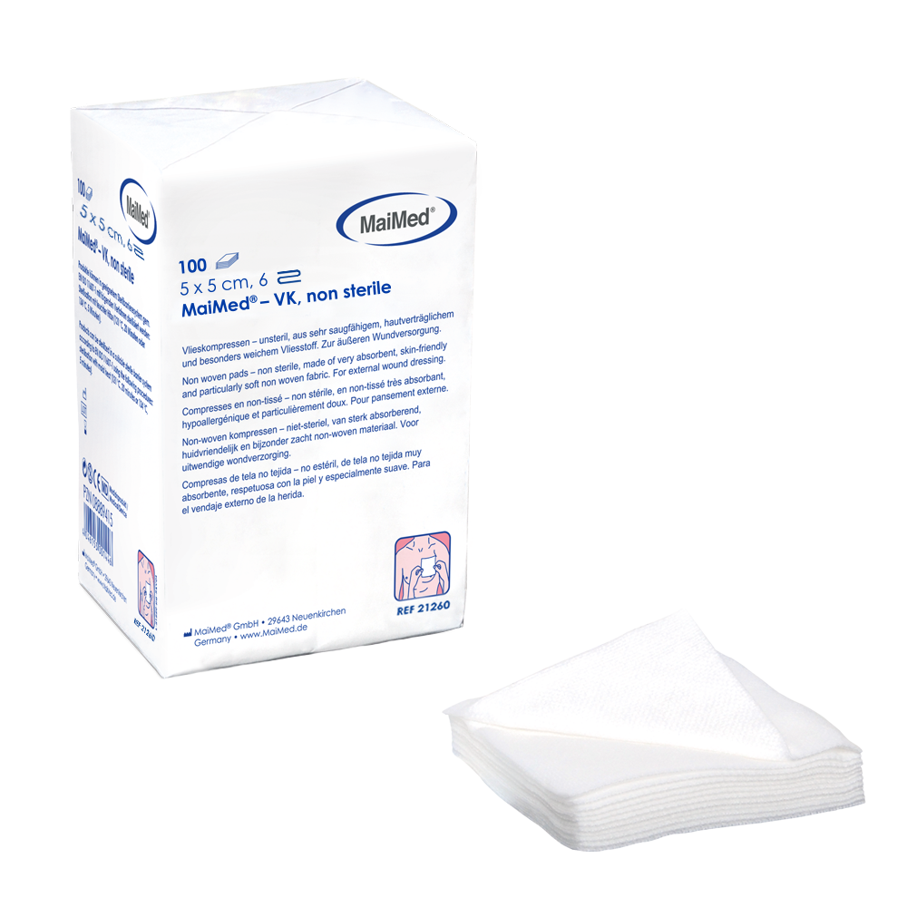MaiMed-VK non-sterile fleece compresses of 100 pieces/paper bag