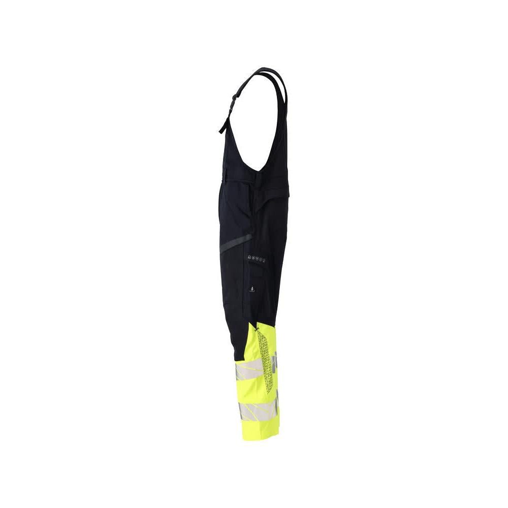 Latzhose, Knietaschen, Stretch-Einsätze Latzhose Multisafe, schwarzblau/hi-vis gelb