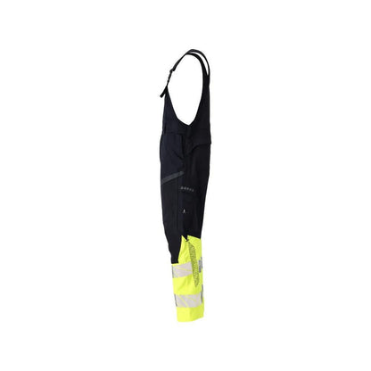 Latzhose, Knietaschen, Stretch-Einsätze Latzhose Multisafe, schwarzblau/hi-vis gelb