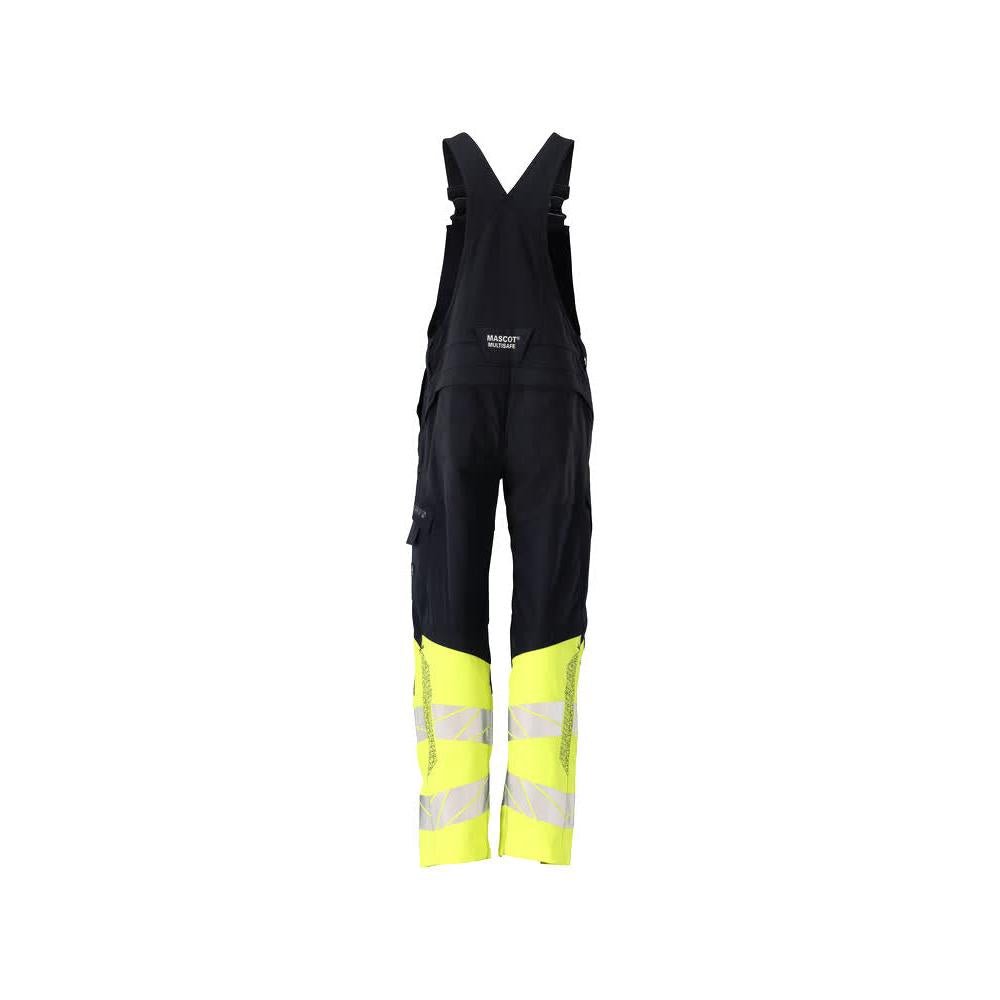 Latzhose, Knietaschen, Stretch-Einsätze Latzhose Multisafe, schwarzblau/hi-vis gelb